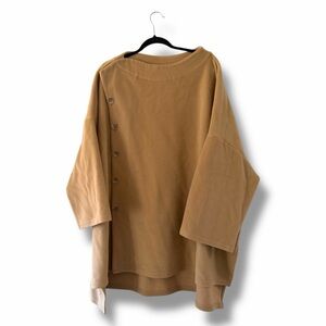 Nap Loungewear Tan Oversized Fleece House Coat Sweater Poncho Buttoned OSFM